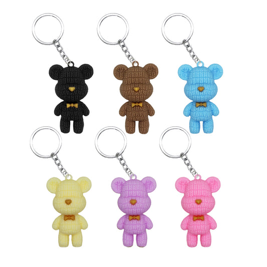 Knitted Bear PVC Figure Keychain in 65mm capsule