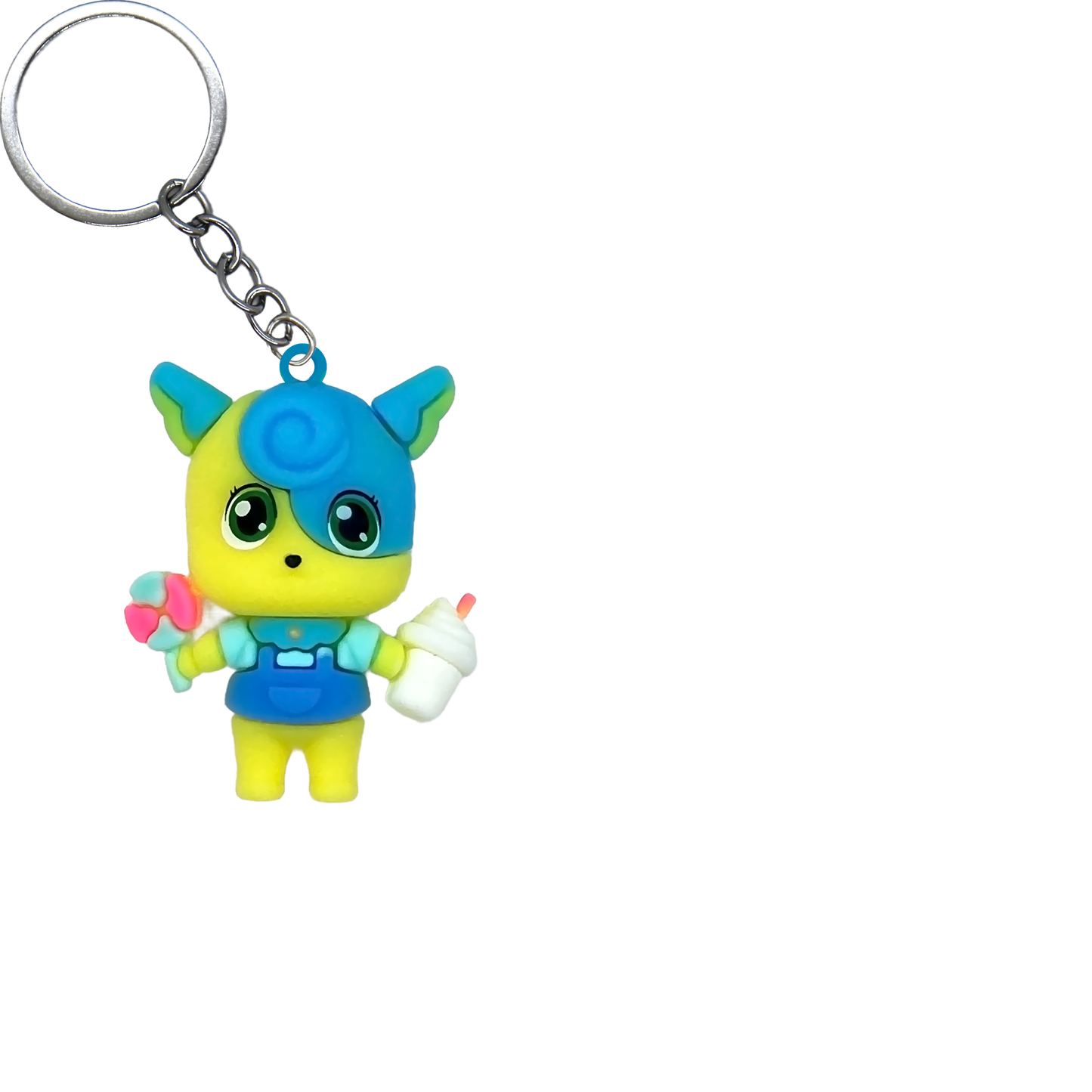 Puppy Feasting PVC Figure Keychain in 65mm capsule
