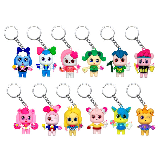 Puppy Feasting PVC Figure Keychain in 65mm capsule