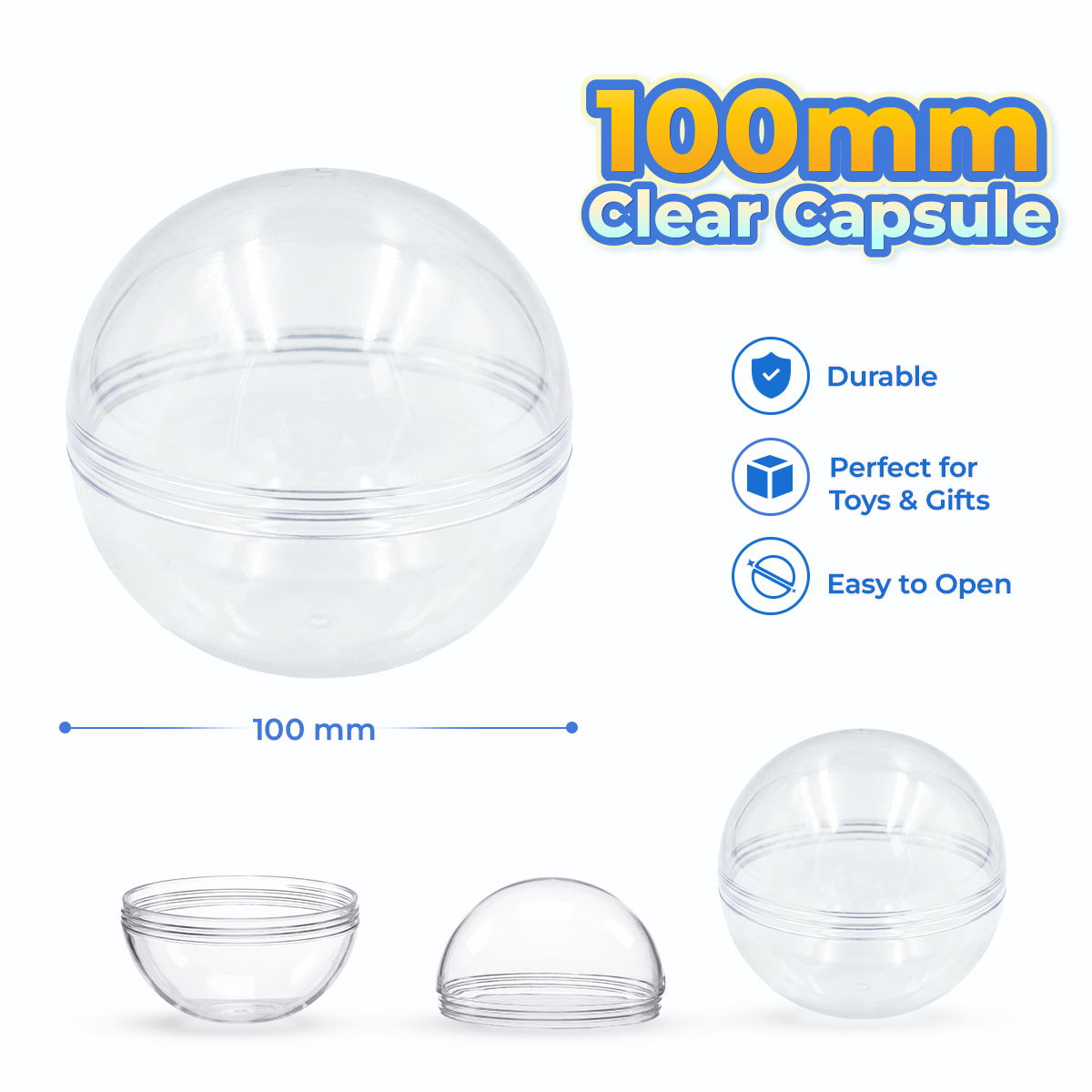 100mm empty clear capsule - 50pcs/bag