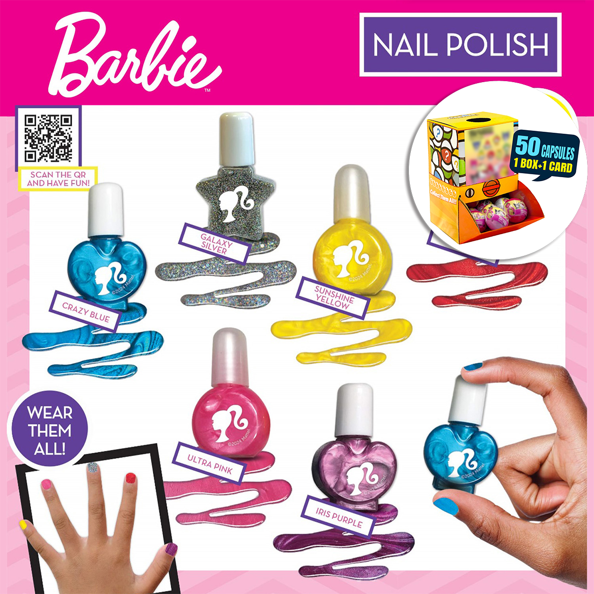 Barbie Nail Polish Countertop Capsule Display(65mm L18)