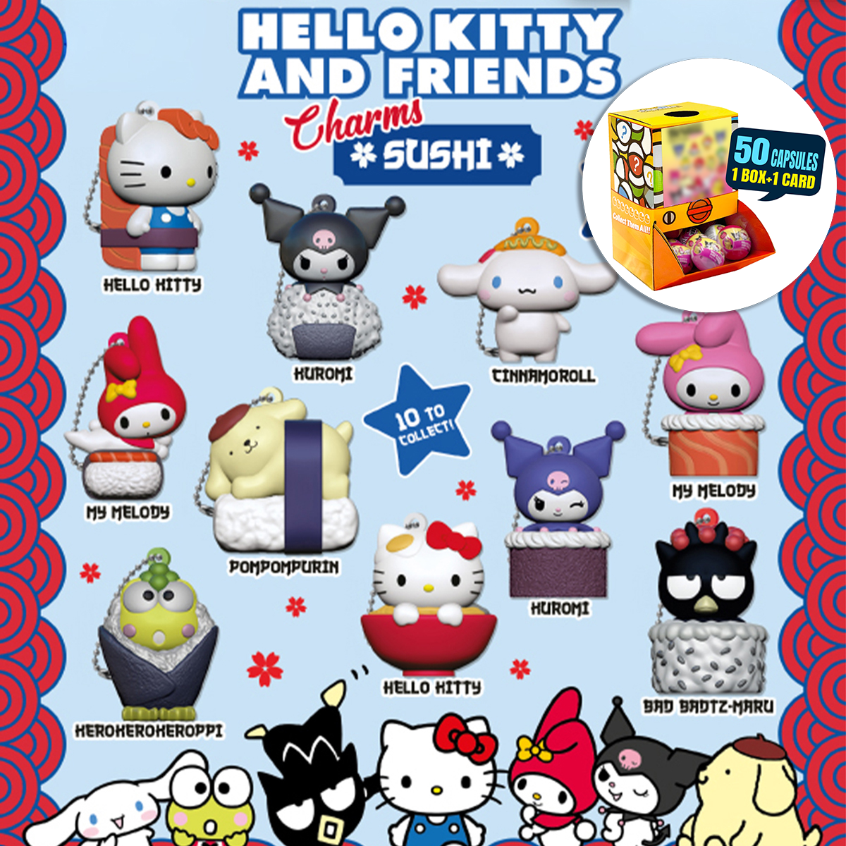 Hello Kitty Sushi Charms Countertop Capsule Display(5cm L40)