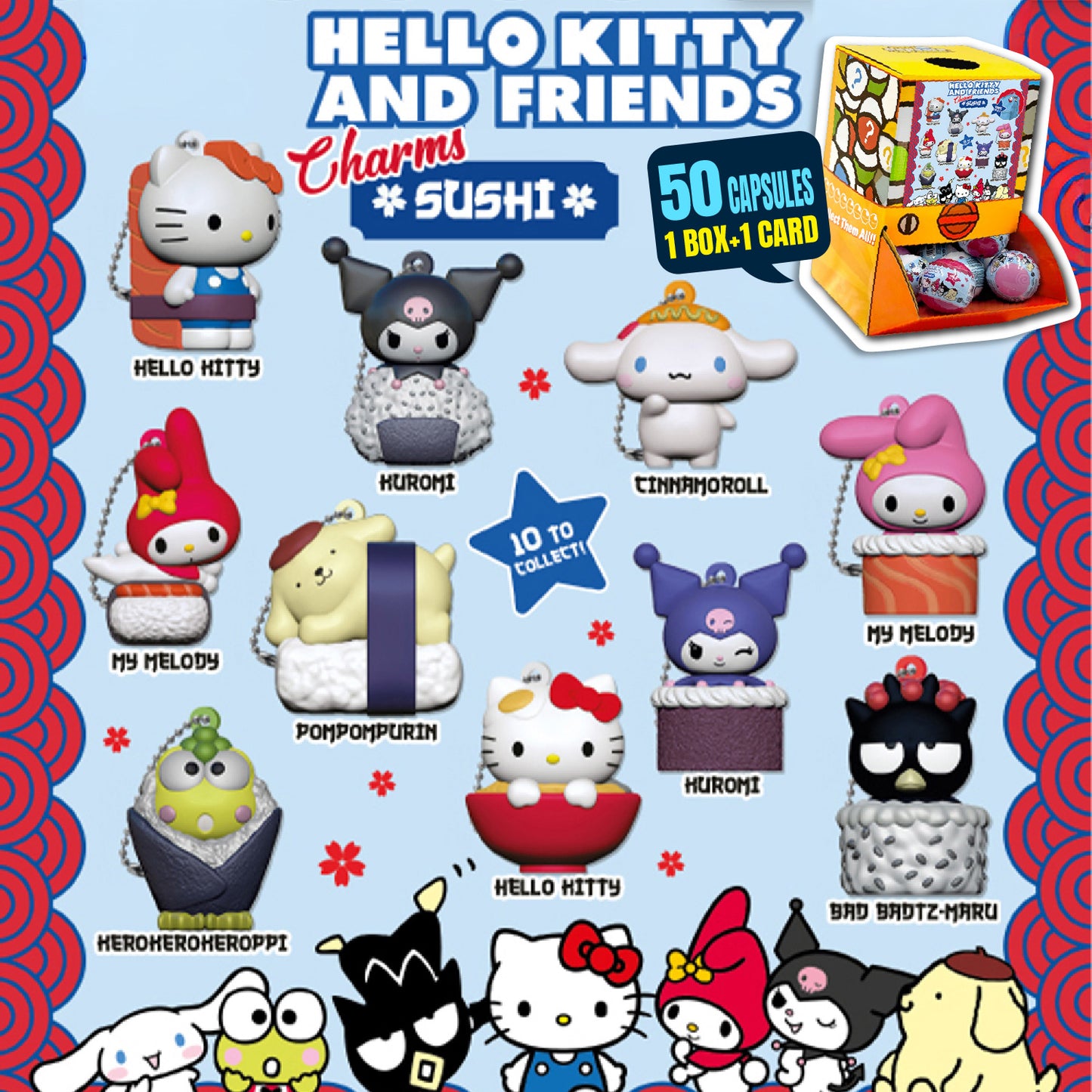 Hello Kitty Sushi Charms Countertop Capsule Display(5cm L40)