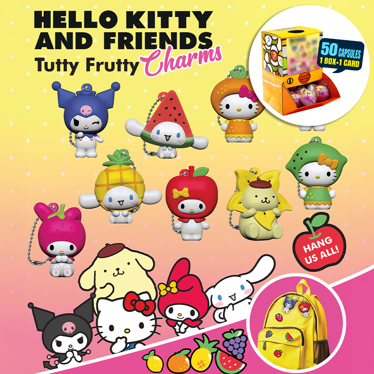 Hello Kitty Tutty Fruit Charms Countertop Capsule Display(5cm L40)