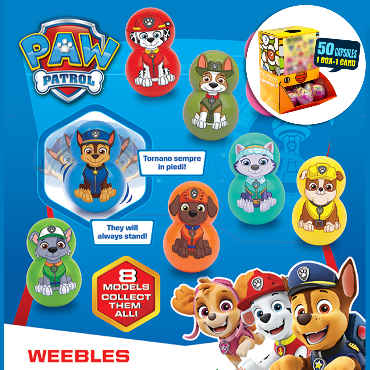 Paw Patrol Weebles Countertop Capsule Display(5cm L40)