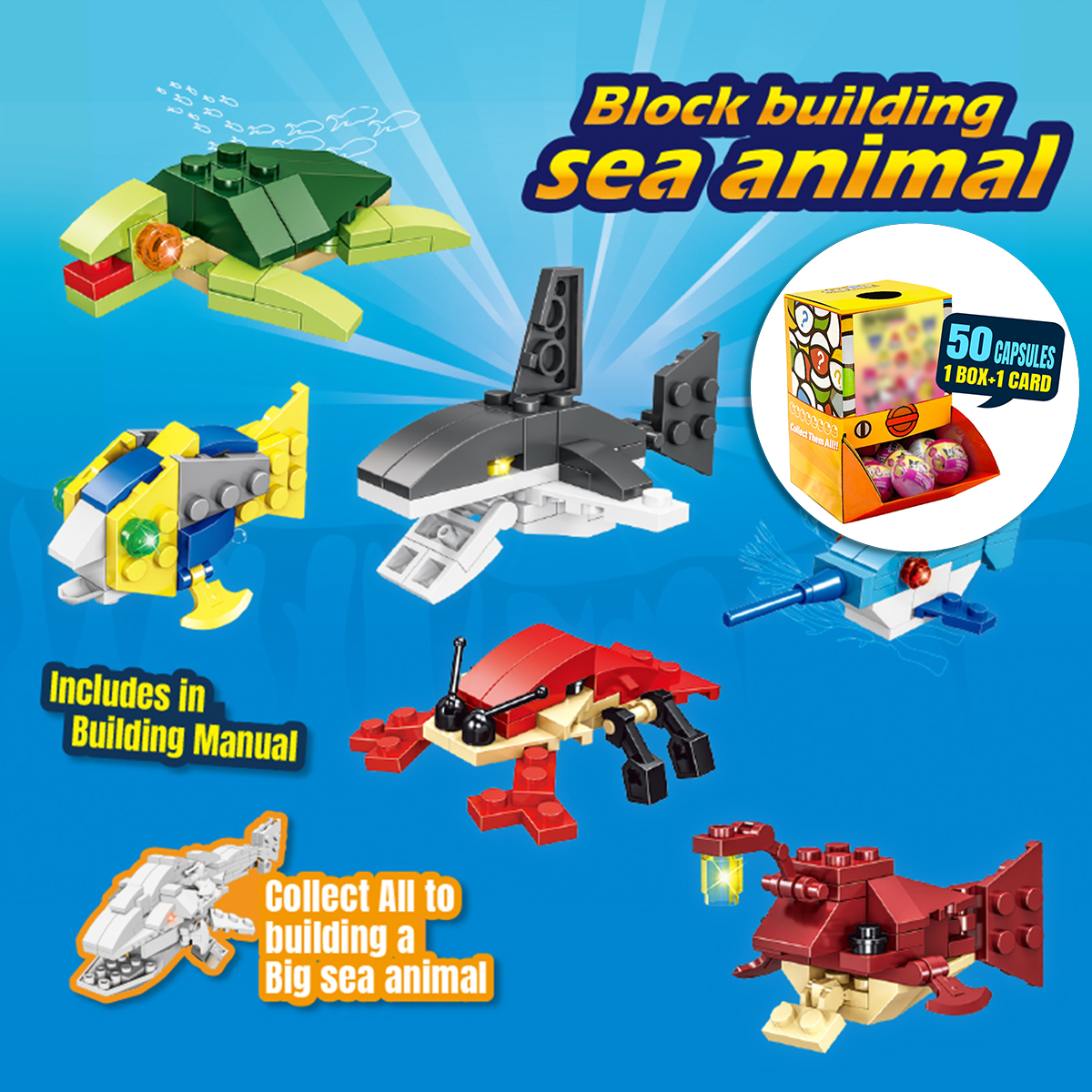 Brick Sea Animal Countertop Capsule Display(70mm L16)
