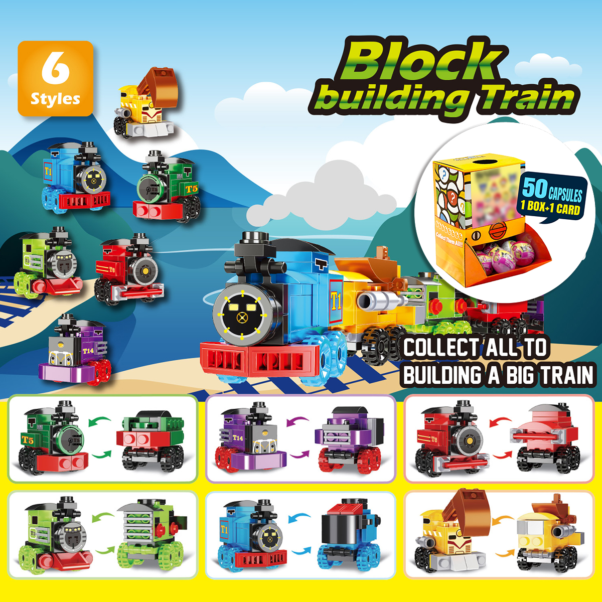Brick Train Countertop Capsule Display(70mm L16)