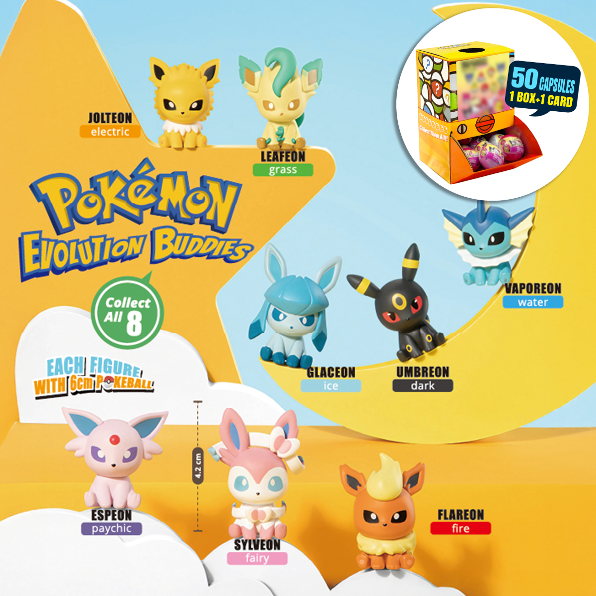 Pokemon Evolution Buddies Countertop Capsule Display(6cm L18)