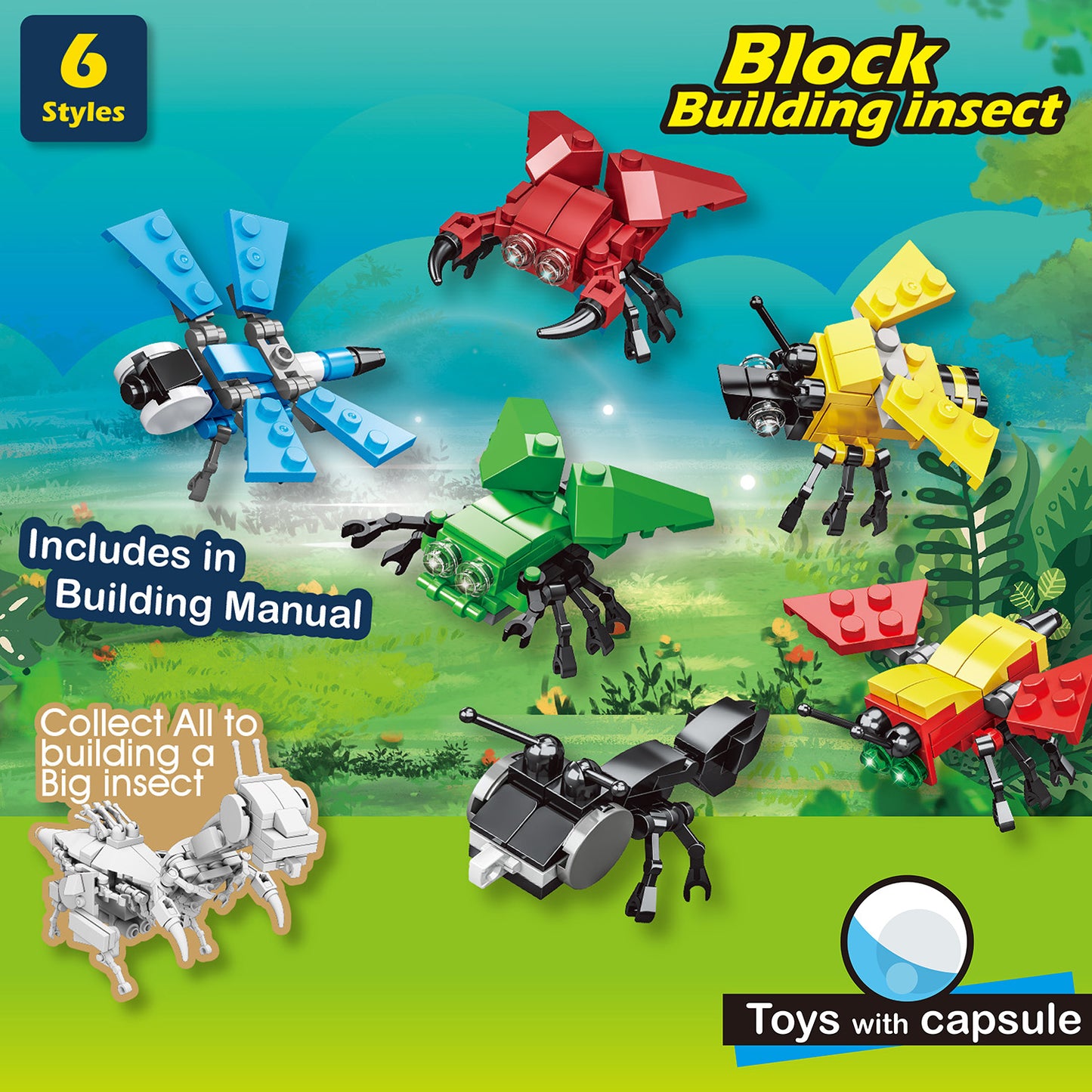 Brick insect in 63x70mm capsule