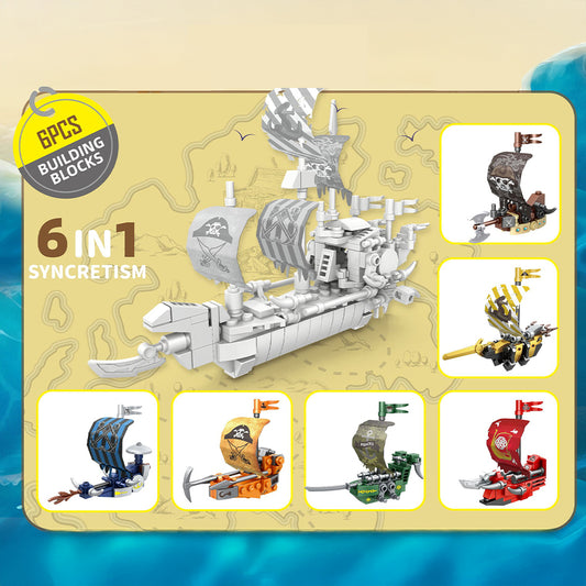 Brick Pirate Ship 6pc capsule box(65mm)