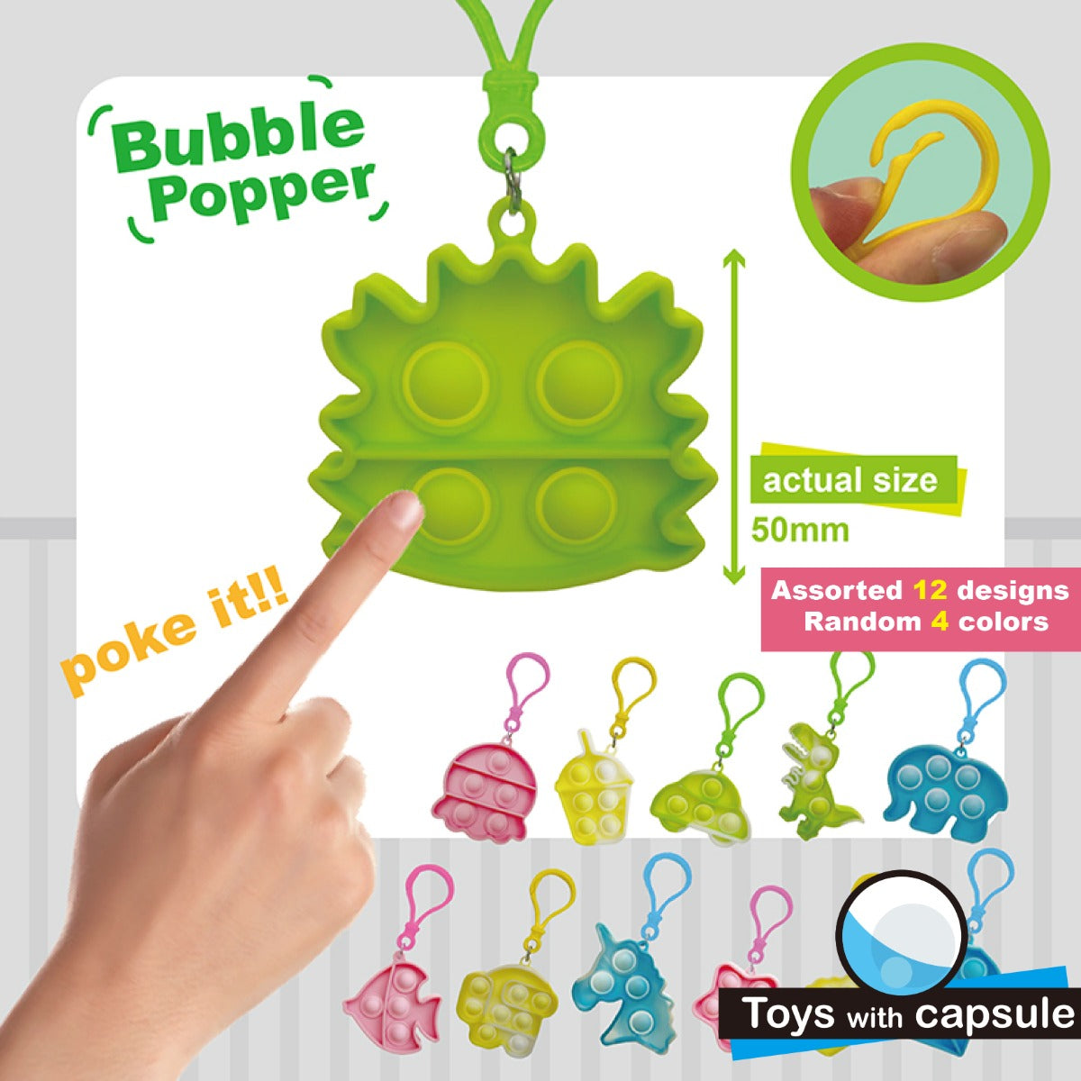 Bubble popper in 65mm capsule