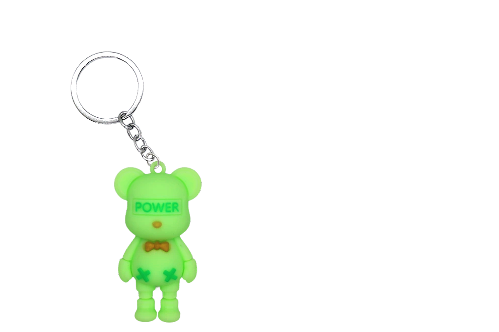 BOWTIE BEAR PVC FIGURE KEYCHAIN IN 65MM CAPSULE