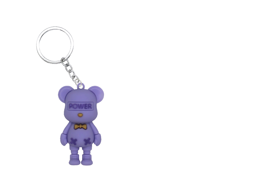 BOWTIE BEAR PVC FIGURE KEYCHAIN IN 65MM CAPSULE