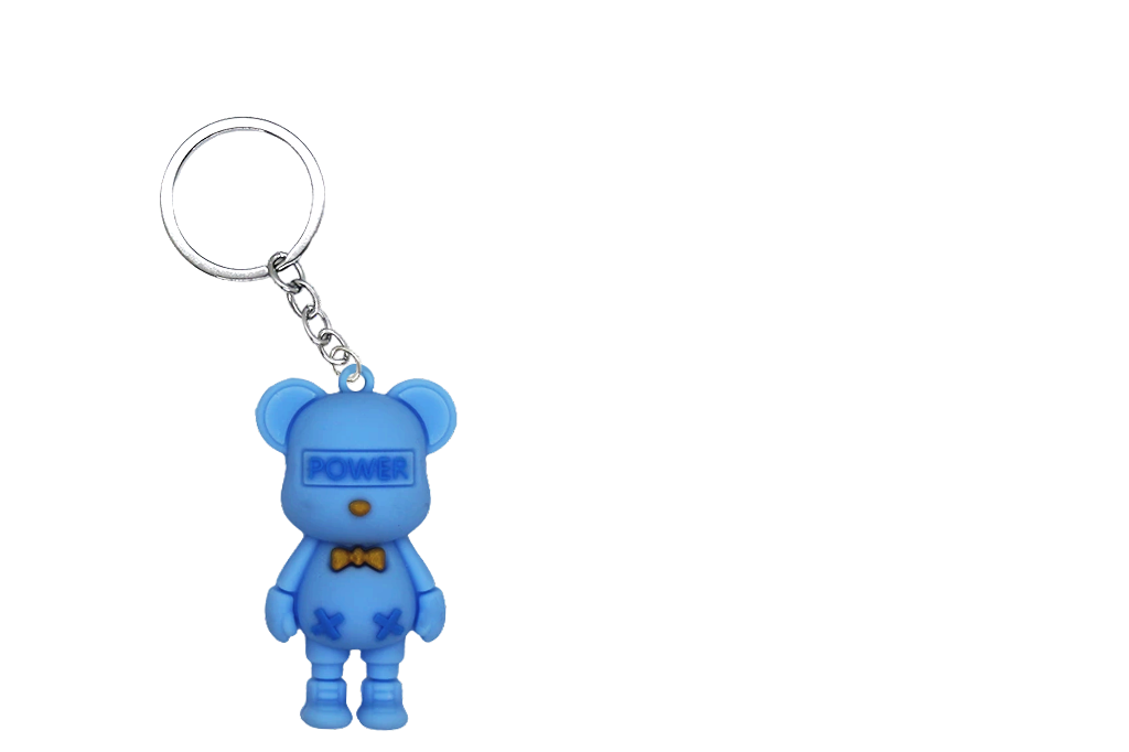 BOWTIE BEAR PVC FIGURE KEYCHAIN IN 65MM CAPSULE