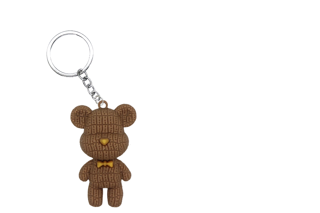 Knitted Bear PVC Figure Keychain  in 65mm capsule