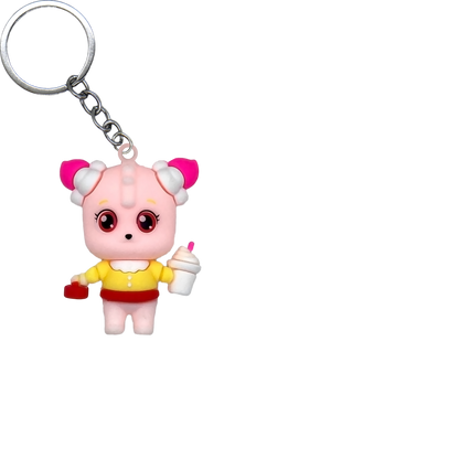 Puppy Feasting PVC Figure Keychain in 65mm capsule