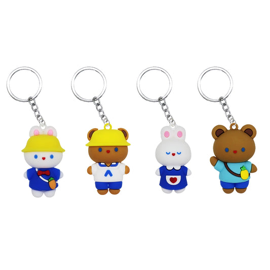 School Uniform Bunny PVC Figure Keychain in 65mm capsule