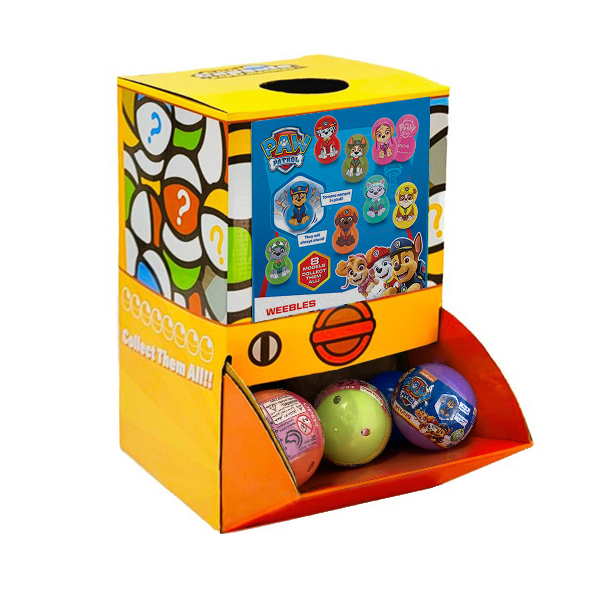 Paw Patrol Weebles in 50mm capsule in Display Box