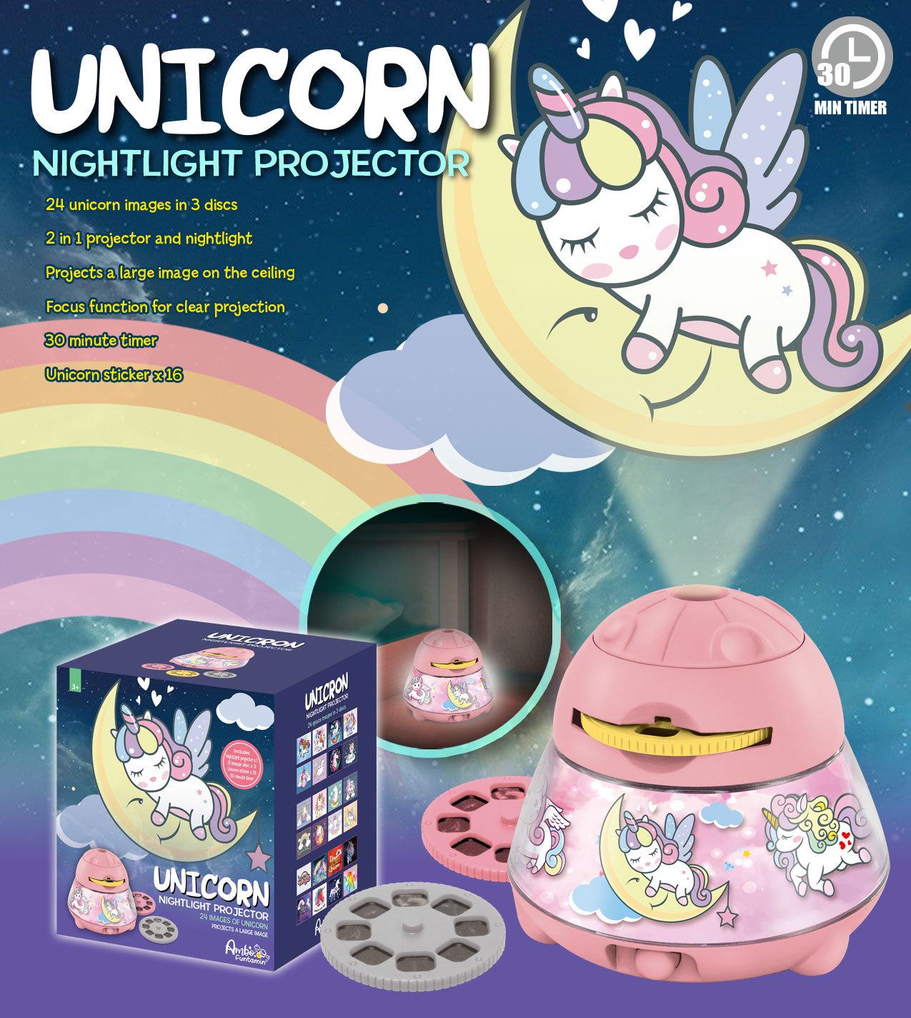 Unicorn Dreamy Sky nightlight projector