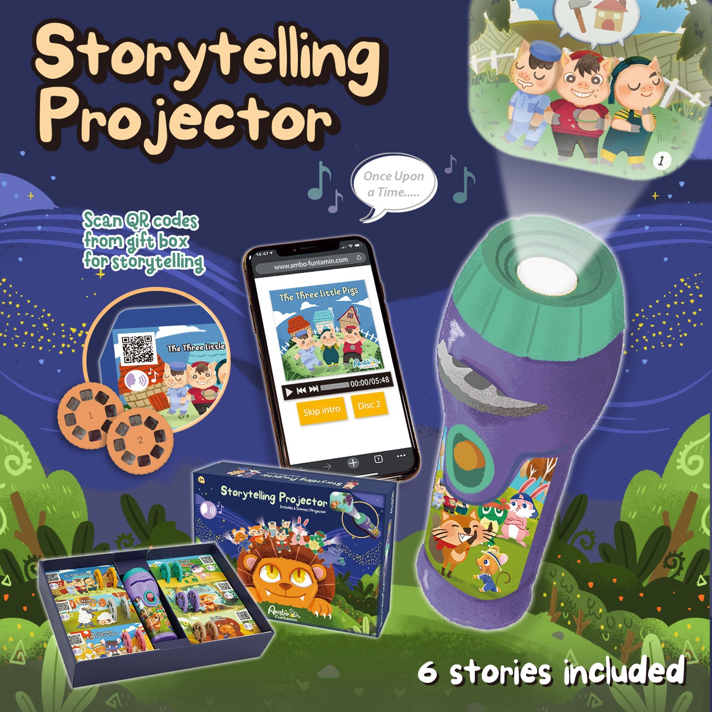 Storytelling large torch projector set 6 stories