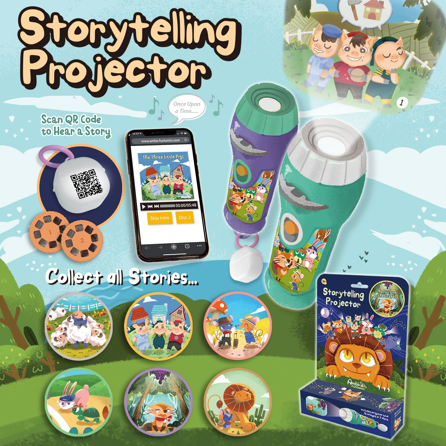 Storytelling large torch projector w/ 1 story
