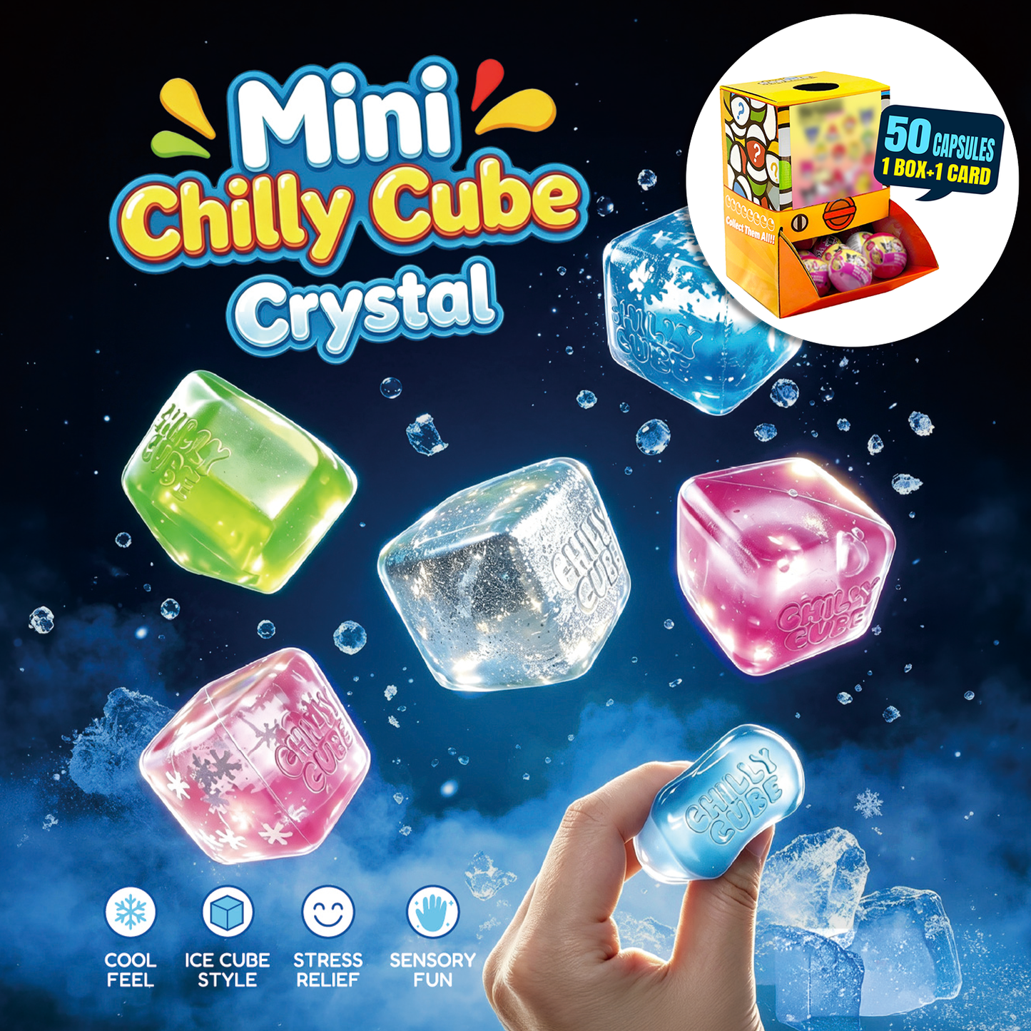 [Pre-order Oct.2026 arrival]Chilly Cube Mini Crystal Countertop Capsule Display(5cm L40)