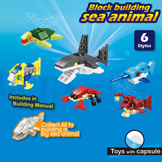 Brick sea animal in 63x70mm capsule