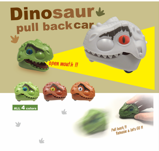Dinosaur Head pull back car in 65mm cap