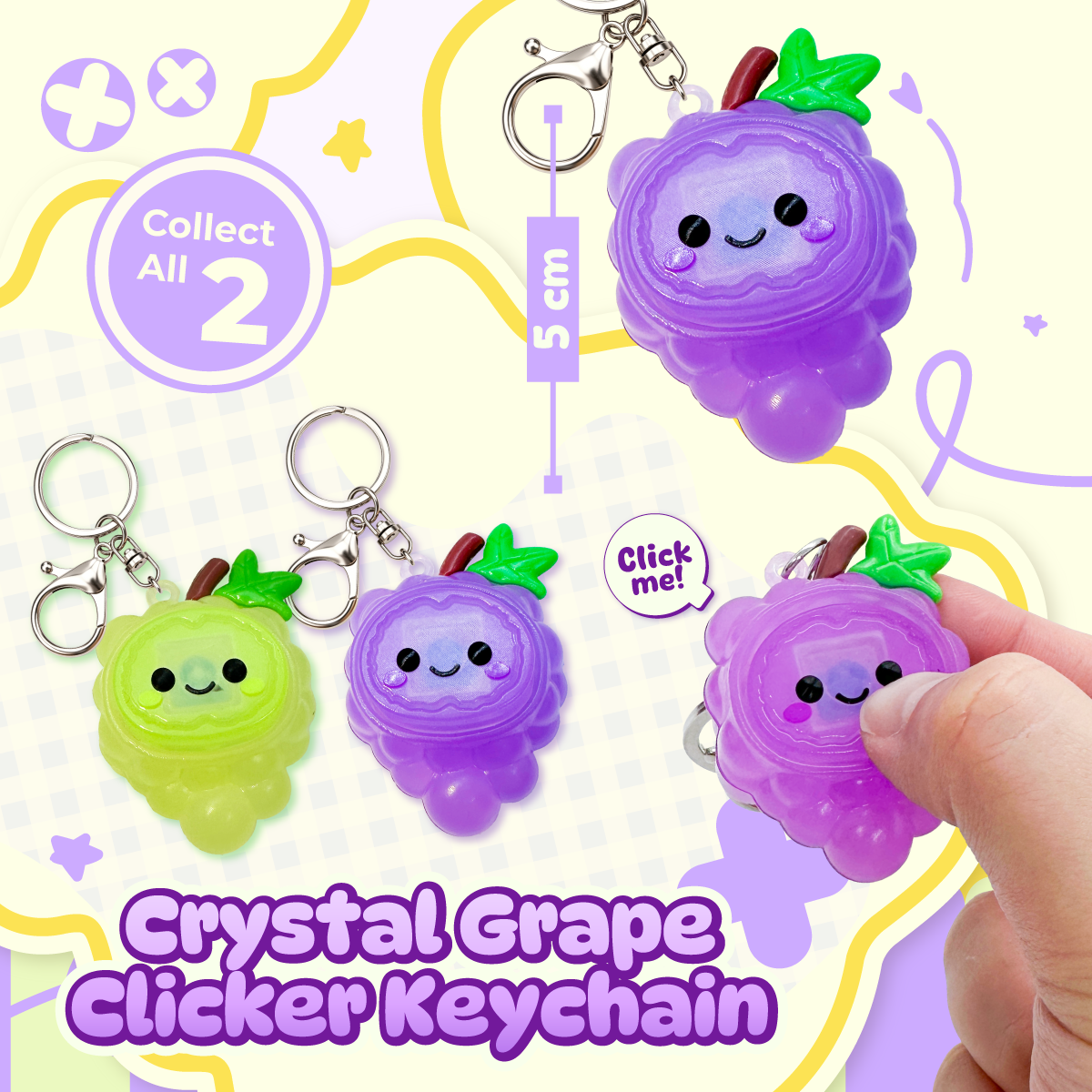 [Pre-order Oct.2026 arrival] Crystal Grape Clicker Keychain (2 styles)