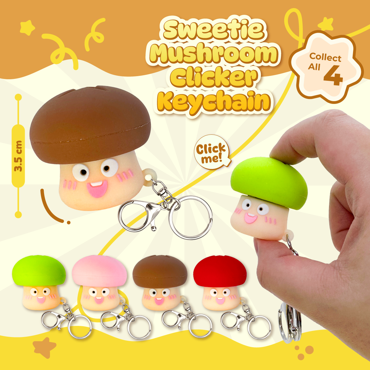 [Pre-order Oct.2026 arrival] Sweetie Mushroom Clicker Keychain (4 styles)