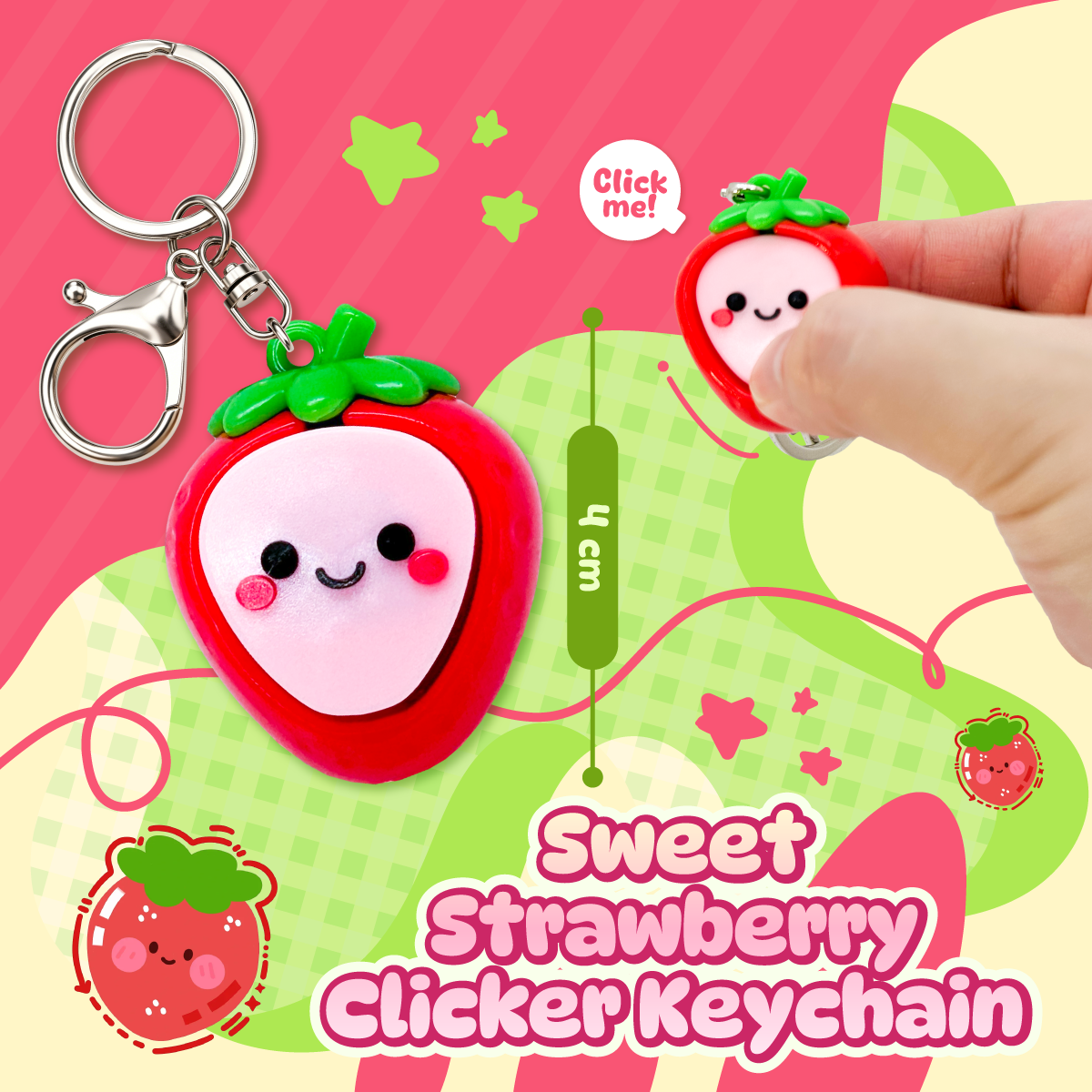 [Pre-order Oct.2026 arrival] Sweet Strawberry Clicker Keychain