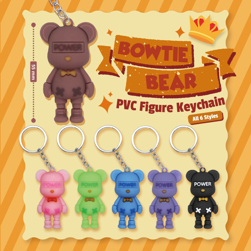 BOWTIE BEAR PVC FIGURE KEYCHAIN IN 65MM CAPSULE
