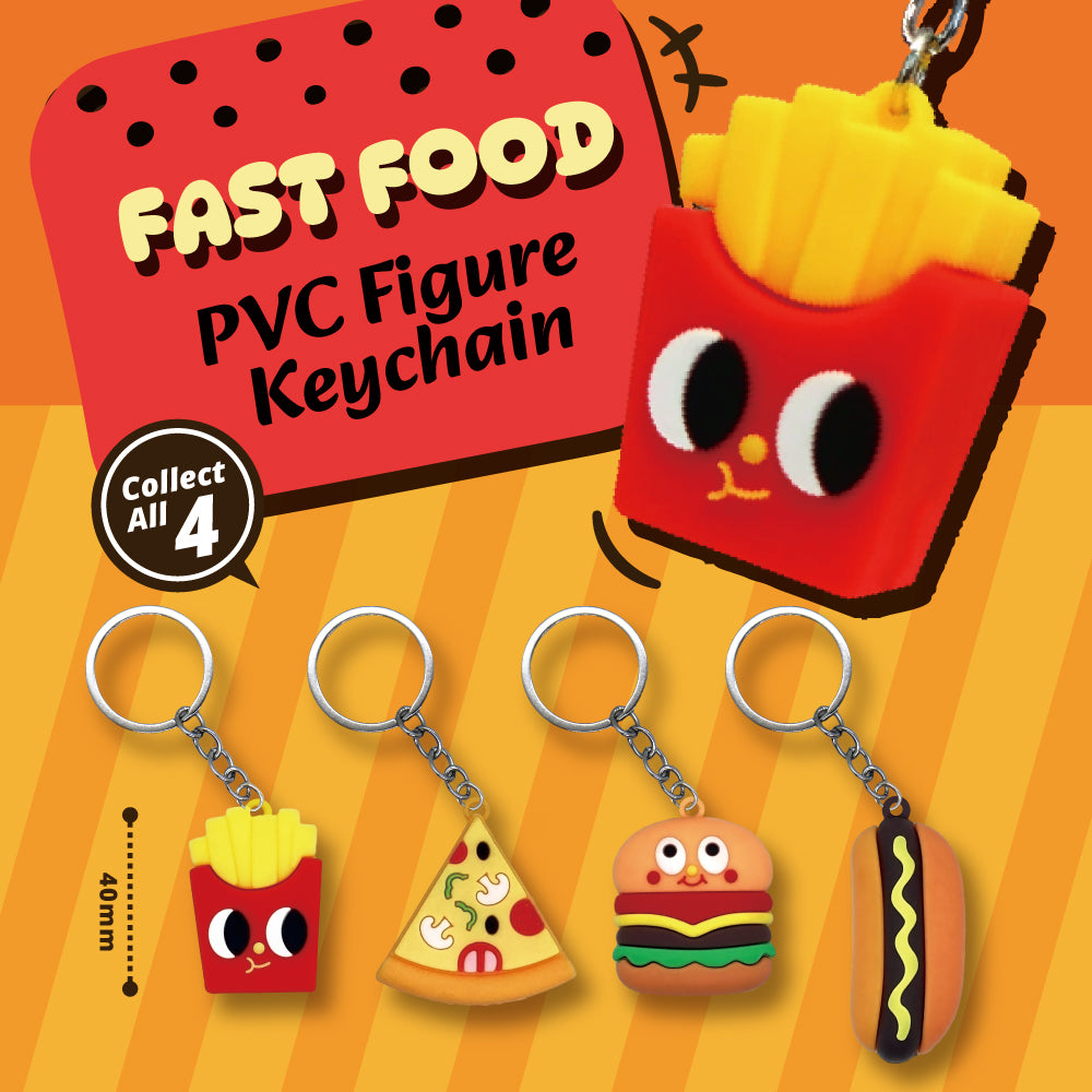 Fast Food PVC Figure Keychain in 65mm capsule