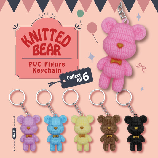 Knitted Bear PVC Figure Keychain  in 65mm capsule