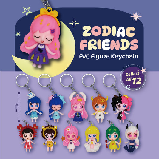 Zodiac Friends PVC Figure Keychain in 65mm capsule