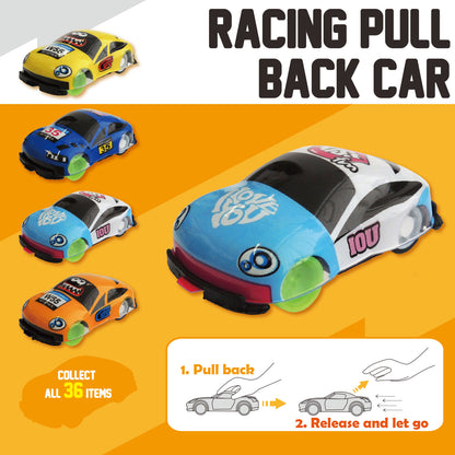 Racing pull back car in 65mm capsule