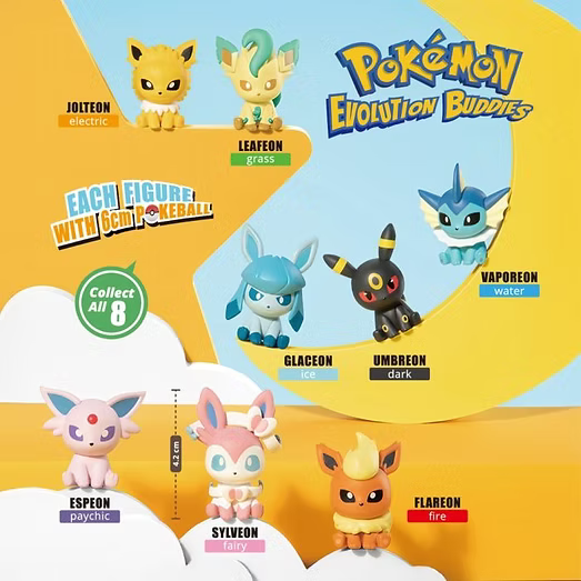 Pokemon Evolution characters figure in 60mm cap