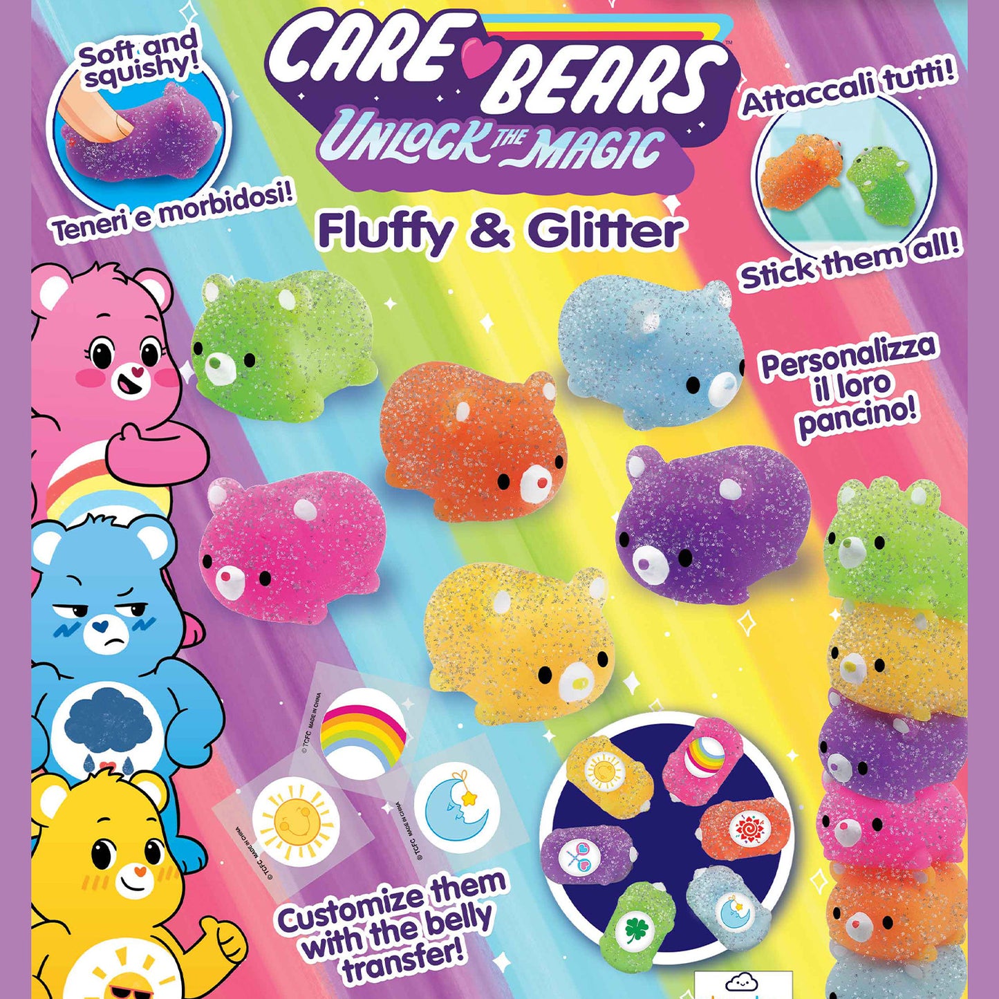 Care Bears Fluffy and glitter in 50mm capsule