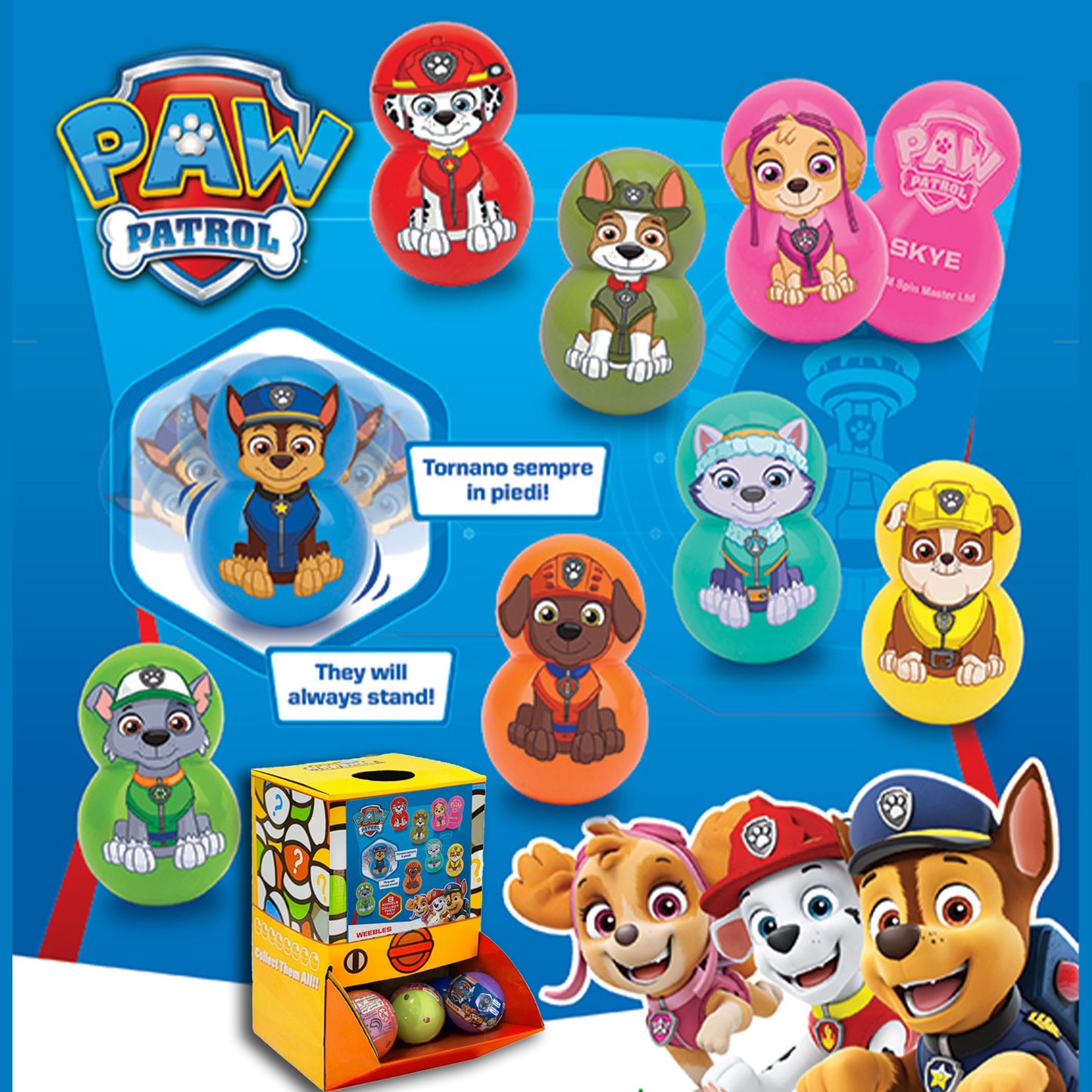 Paw Patrol Weebles in 50mm capsule in Display Box