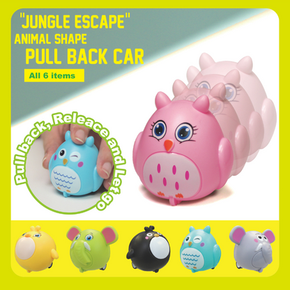 Jungle escape Animal pull back car in 65mm